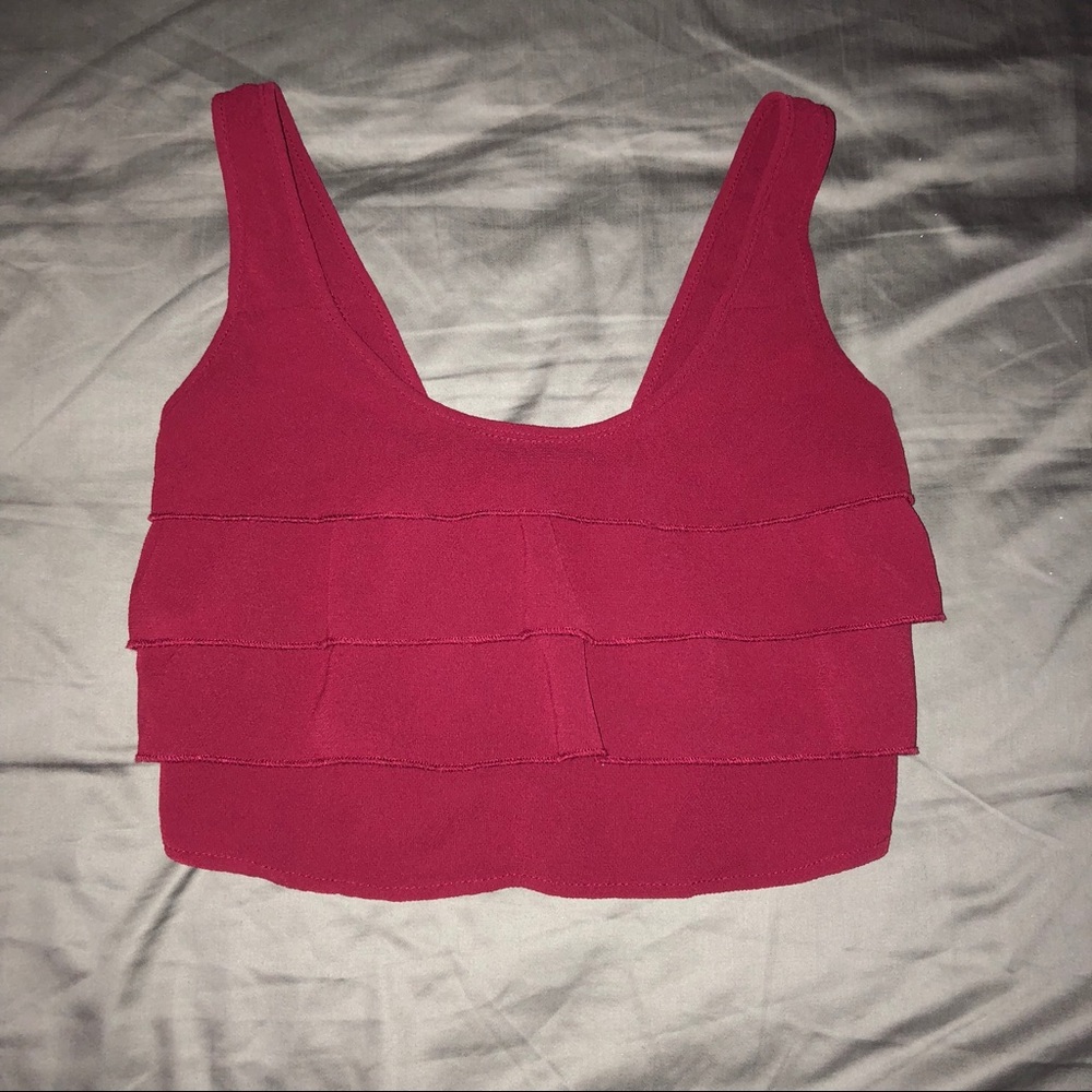 Maroon Ruffle Crop Top